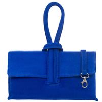 VERA PELLE torebka damska zamszowa listonoszka z paskiem V678 chabrowa