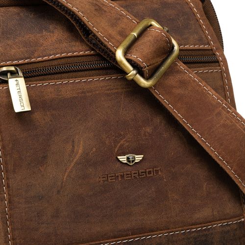 skórzana listonoszka męska w brązowym kolorze zawieszona na regulowanym na Arena.pl