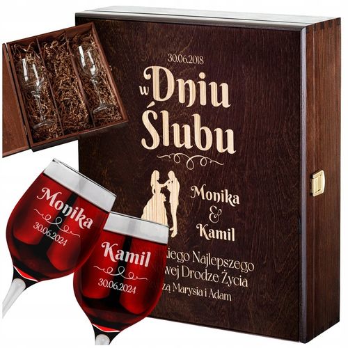 PREZENT NA ŚLUB SKRZYNKA NA WINO PREZENT ŚLUB DLA PARY MŁODEJ Z GRAWEREM na Arena.pl