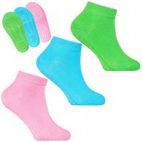 Skarpetki Dziewczęce Antypoślizgowe za kostkę 3-pak WIELOKOLOROWY 31-34