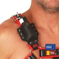 red leather uchwyt na butelkę do uprzęży skorzany czarny 3,5 cm