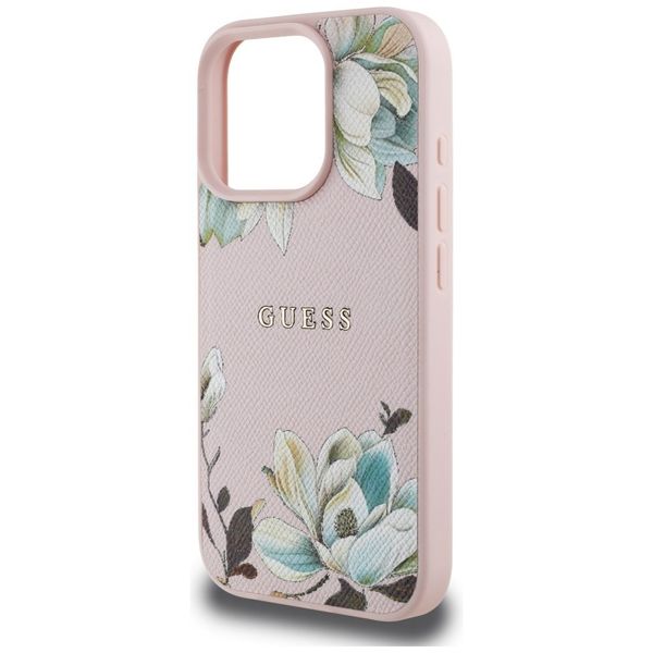 Etui Guess Grained Printed Flower Pattern MagSafe do iPhone 16 Pro różowy zdjęcie 6