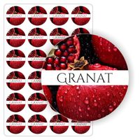 ETYKIETY etykietki arkusz naklejek samoprzylepne GRANAT słoiki 24 szt.