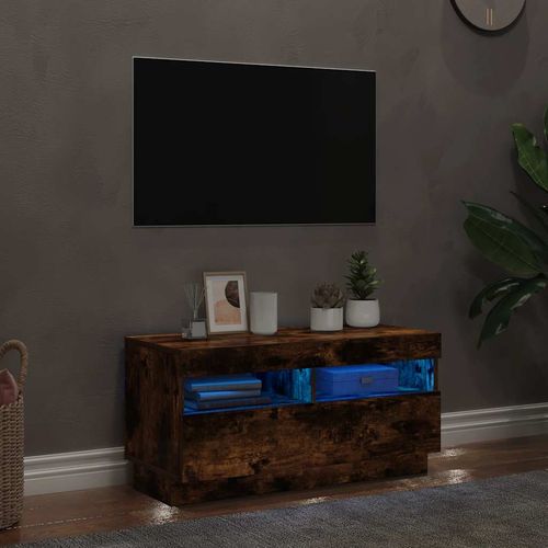 Szafka pod TV z oświetleniem LED, przydymiony dąb, 80x35x40 cm na Arena.pl