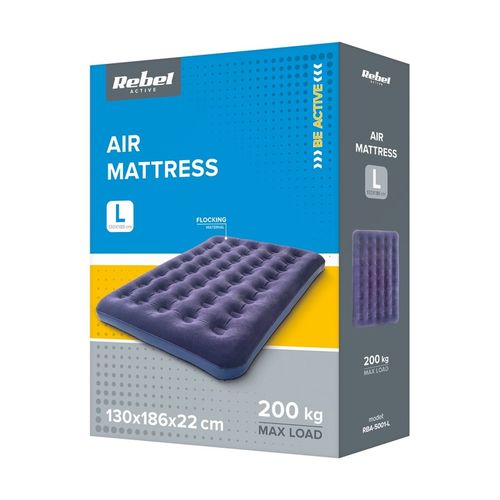 Materac dmuchany dwuosobowy do spania + pompka 186 x 130 x 22 cm Rebel na Arena.pl