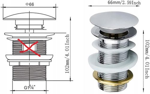 KOREK KLIK KLAK DO UMYWALKI BEZ PRZELEWU CHROM MOSIĄDZ KOREK na Arena.pl