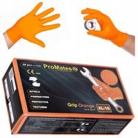 PROMATES 3 X GRIP ORANGE RĘKAWICE RĘKAWICZKI NITRYLOWE ROZMIAR L 9 - 50 SZT
