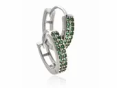 RODOWANE SREBRNE KOLCZYKI KOŁA KÓŁKA KÓŁECZKA ZIELONE CYRKONIE
