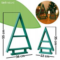 Choinka drewniana, dekoracja świąteczna, baza, zestaw 2 sztuki - Zielona