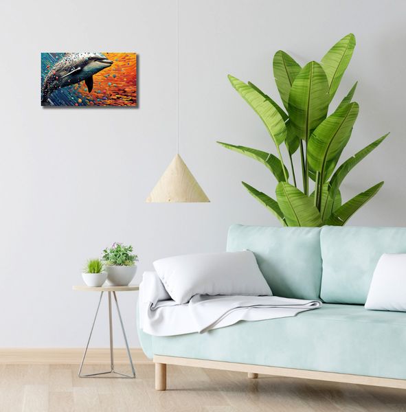 Obraz 40x20cm Delfin w Palecie Barw zdjęcie 2