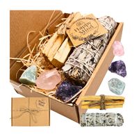 Zestaw Oczyszczający: Palo Santo, Szałwia Kamienie: Ametyst, Kwarc, Jadeit