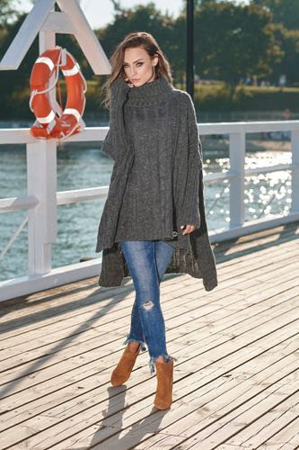 Moherowy sweter golf oversize jak ponczo na Arena.pl