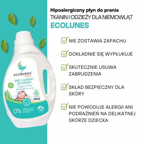 ECOLUNES HIPOALERGICZNY PŁYN DO PRANIA DLA DZIECI BEZZAPACHOWY 2000 ML na Arena.pl