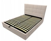 Łóżko tapicerowane 140x200 Modulo pojemnik wysoki zagłówek stelaż taupe