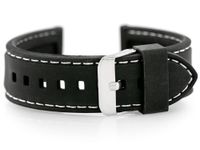 Pasek gumowy do zegarka - przeszywany czarny/białe 22mm