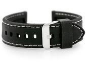 Pasek gumowy do zegarka - przeszywany czarny/białe 22mm