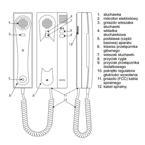 Domofon unifon analogowy Wekta TK6 biały 3+1, 5+1 na Arena.pl