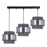 Hare lampa sufitowa czarny 3x60W E27 abażur szary+srebrny