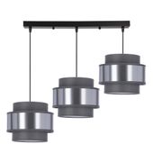 Hare lampa sufitowa czarny 3x60W E27 abażur szary+srebrny