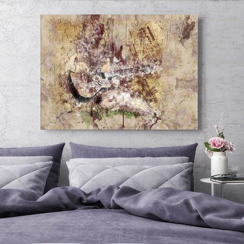 Obraz na płótnie - Canvas, Kobieta z gitarą abstrakcja 90x60 na Arena.pl