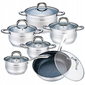 Garnki stalowe KINGHOFF Silver 12 ele. KH-1098