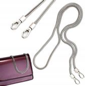 Pasek Torebki Torby Łańcuch Długi Srebrny Pancerka