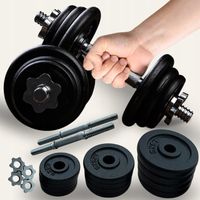 HANTLE ŻELIWNE 2x10kg REGULOWANE TALERZE GRYF OBCIĄŻENIE FITNESS 20 KG