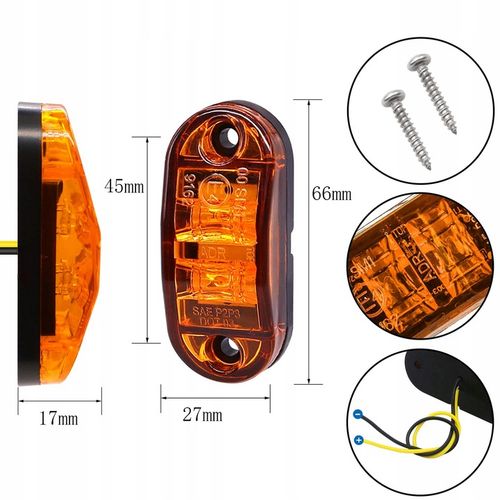 10x LAMPA OBRYSOWA OBRYSÓWKA DIODOWA LED POMARAŃCZOWA + ZESTAW ŚRUBEK na Arena.pl