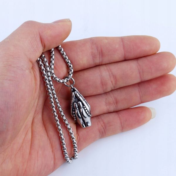 NASZYJNIK Srebrny Modlitwa Różaniec Wiara Ręce 307 zdjęcie 11