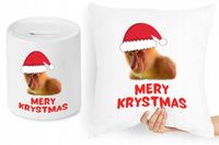 Na Święta Zestaw Poduszka + Skarbonka Prezent Z Nadrukiem Ze Zdjęciem