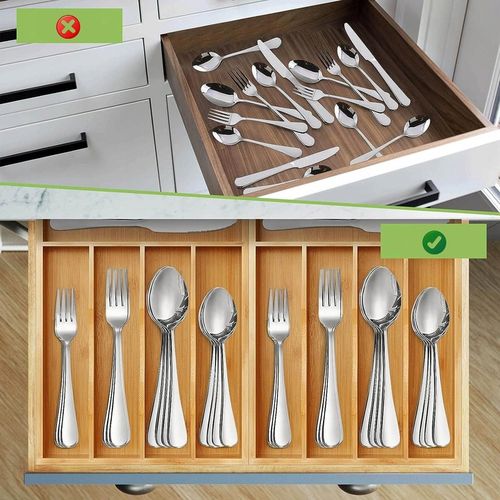 WKŁAD DO SZUFLADY NA SZTUĆCE POJEMNIK ORGANIZER DREWNIANY BAMBUSOWY na Arena.pl