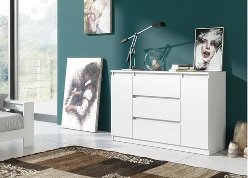 SZAFKA KOMODA 2D3S 120CM BIAŁA SZUFLADY DRZWI na Arena.pl