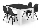 Zestaw stół 120x80 czarno-biały + 4 krzesła czarne do kuchni jadalni
