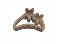 Spinka klamra półokrągła plastikowa dwa kwiatki matowa brązowa 9cm