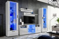 Pan Igiełka Meblościanka LED RGB Czarny Biały Dąb Wotan Zestaw Mebli