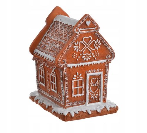 dekoracja świąteczna - Domek ceramiczny z piernika LED brąz bielony - 16 cm na Arena.pl