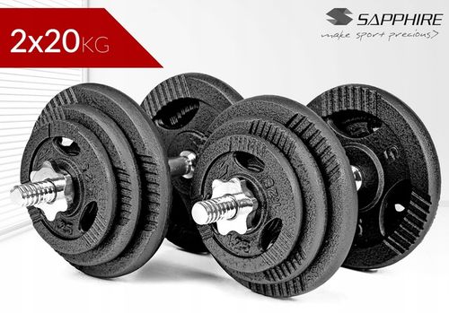 HANTLE ŻELIWNE regulowane 2x20KG SAPPHIRE zestaw HANTLI gryfy obciążenia na Arena.pl