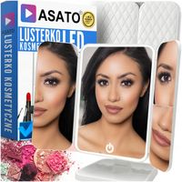 Lusterko Kosmetyczne Podświetlane LED Do Makijażu Rozkładane Premium 4W1