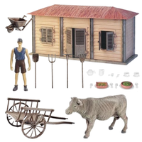 Zestaw Farma Domek Rolnika Rolnik Krowa Narzędzia Rolnicze Taczki 2020-2A