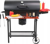 GRILL WĘGLOWY OGRODOWY NA KOŁACH PÓŁKI GRIL NA BRYKIET BBQ NA WĘGIEL LUND