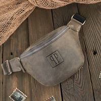 saszetka damska skórzana nerka w stylu vintage szara