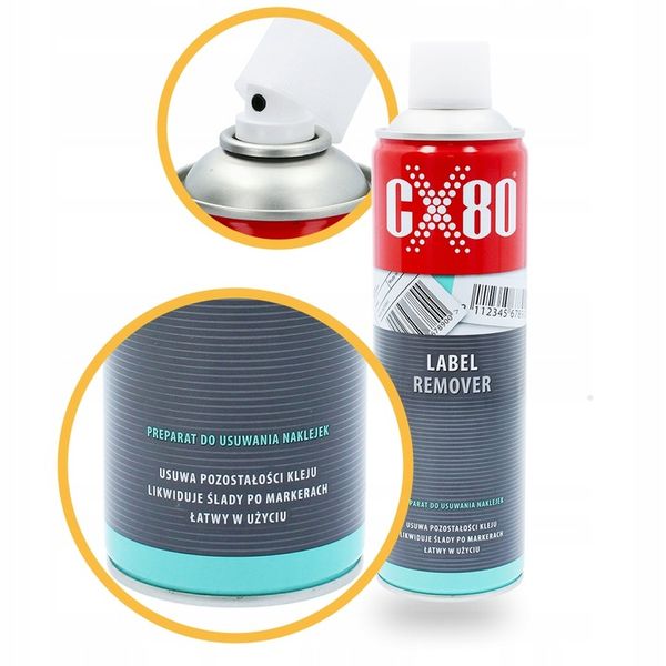 Preparat do usuwania naklejek kleju Zmywacz CX80 LABEL REMOVER Spray 500 ml zdjęcie 4