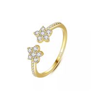 PIERŚCIONEK KWIAT SREBRO 925 SREBRNY POZŁACANY PREZENT DLA NIEJ REGULOWANY