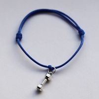 Fit Kolekcja - Bransoletka ze sznurka z hantlem royal blue