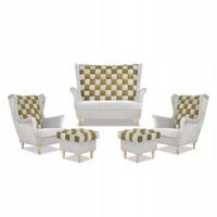 Zestaw uszak CAROL DUO sofa fotele pufy Family Meble biało - złoty