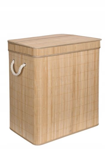 KOSZ BAMBUSOWY NA PRANIE BIELIZNĘ Z POKRYWĄ DWUKOMOROWY POJEMNIK DUŻY 100L na Arena.pl