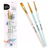 Pędzle Szkolne Pastelowe, 3 Sztuki