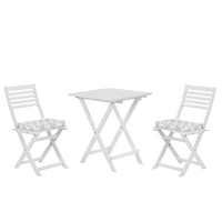 Zestaw mebli balkonowych drewniany biały z poduszkami miętowymi FIJI