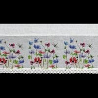 Firana gotowa zazdrostkka NORA 150x30 biała czerwona niebieska