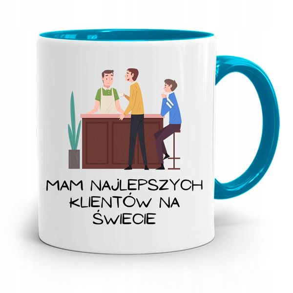 Kubek Błękitny Dla Barmana Najlepszych Klientów Z Nadrukiem Ze Zdjęciem zdjęcie 1